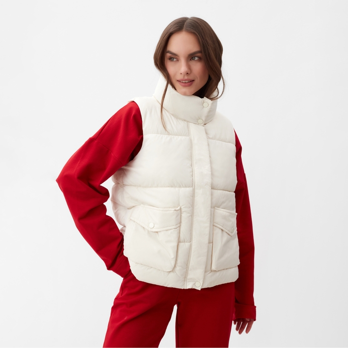 Жилет женский с воротником MIST, р.44, молочный Жилет женский с воротником MIST, р.44, молочный