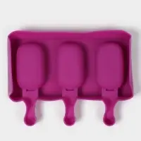 Форма для мороженого &laquo;Эскимо волна&raquo;, силикон, 19.4&times;13 см, 3 ячейки (7&times;4 см), МИКС