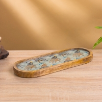 Набор розеток на подносе "Мудрый слон" (3 шт) дерево манго 33,5х13х6,5 см