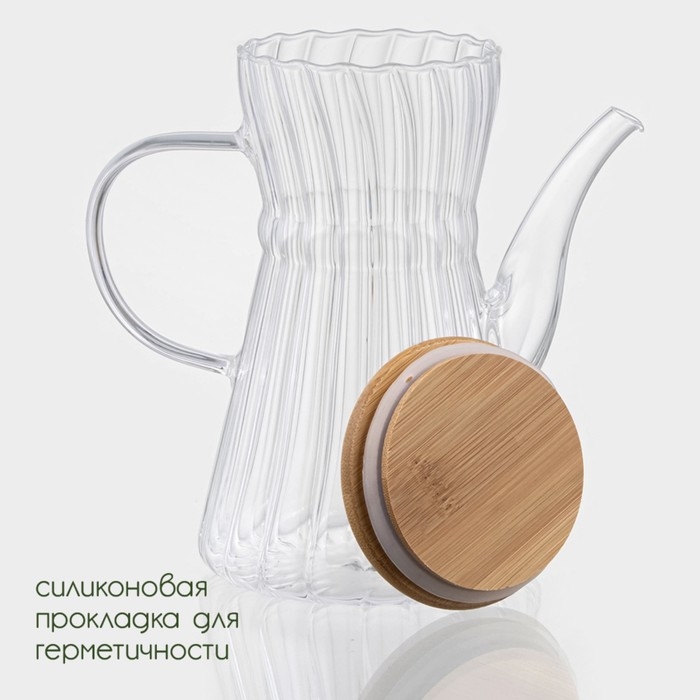 Чайник заварочный стеклянный с бамбуковой крышкой BellaTenero &laquo;Эко. Восток&raquo;, 800 мл, 18&times;11,5&times;17 см