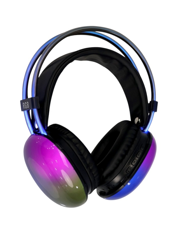 Наушники полноразмерные Mybit W-33, RGB подсветка, BT5.3, 800 мАч, Type-C, чёрные