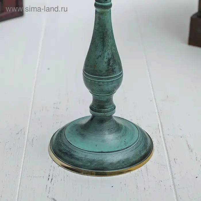 Подсвечник под старину "Надежда" латунь 7,5х7,5х17 см