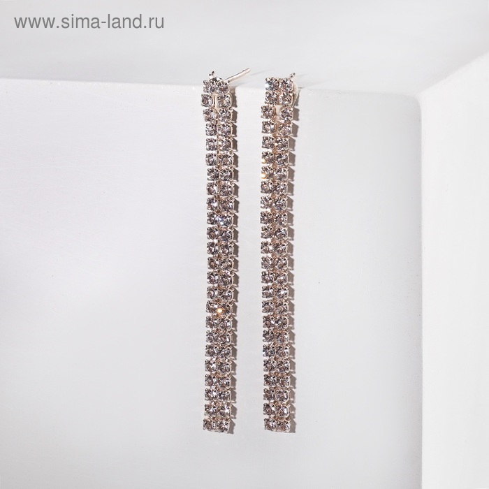 Набор 2 предмета: серьги, кулон &laquo;Элегантность&raquo; жгут, цвет белый в розовом золоте, 42 см