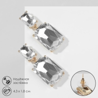 Серьги со стразами &laquo;Клео&raquo; классика, цвет белый в золоте