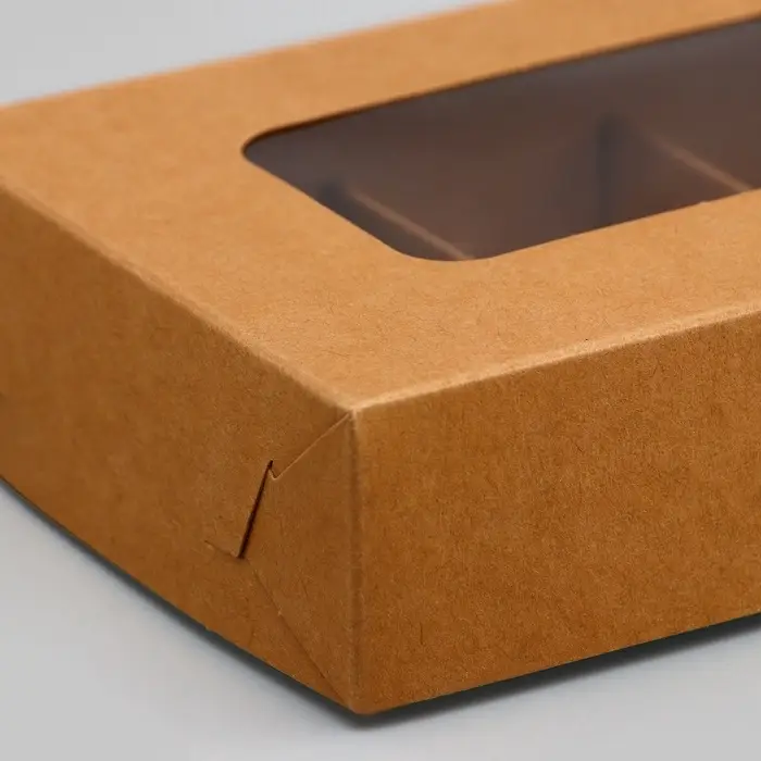 Коробка для 8 конфет, крафт, 9.8&times;17.7&times;3.5 см