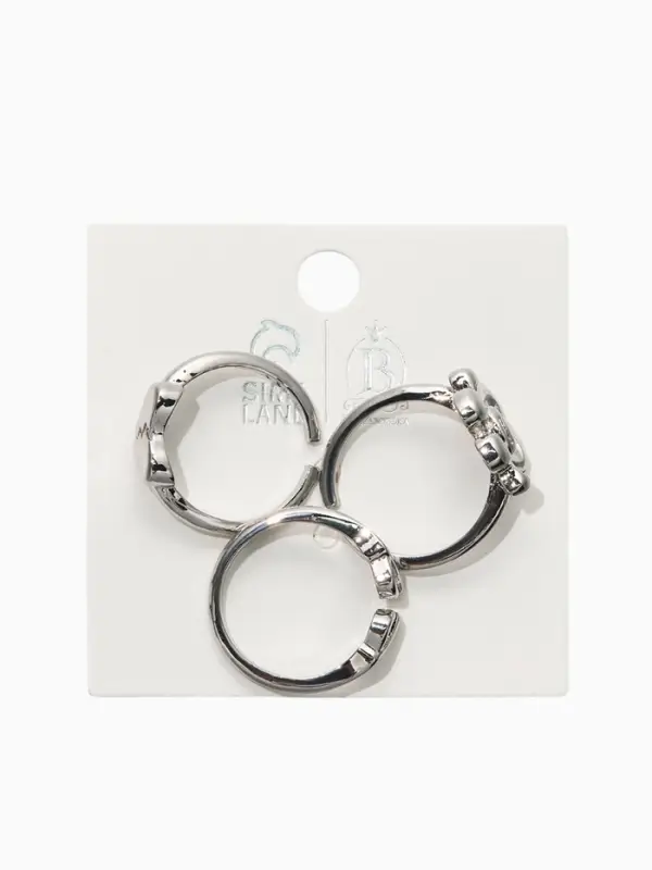 Кольцо детское набор 3шт. "Выбражулька" стиль, смайл, цвет серебро