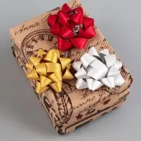 Бант - звезда №7.5, фасовка 8 шт., с блестками, МИКС