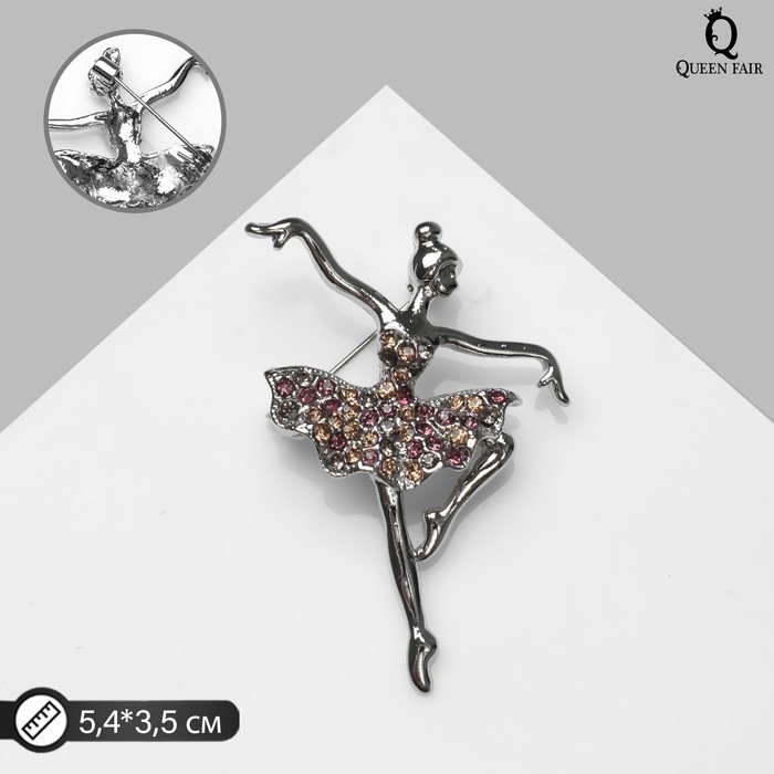 Брошь &laquo;Балерина&raquo;, цветная в серебре