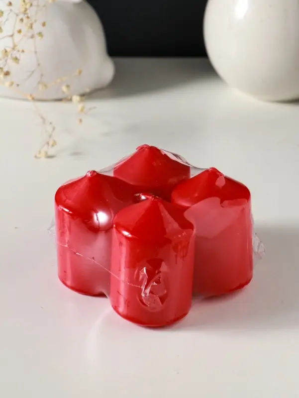 Свеча-цилиндр 4х6 см, 70 гр (набор 4 шт) красный