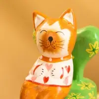 Сувенир дерево "Спящий котик на стуле" 4х5,5х7,5 см