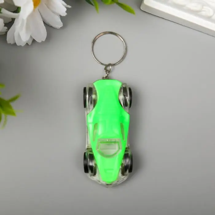 Фонарик брелок для ключей на кольце &laquo;Машина-болид&raquo;, мигает, 6.5&times;1.8&times;2.8 см, МИКС