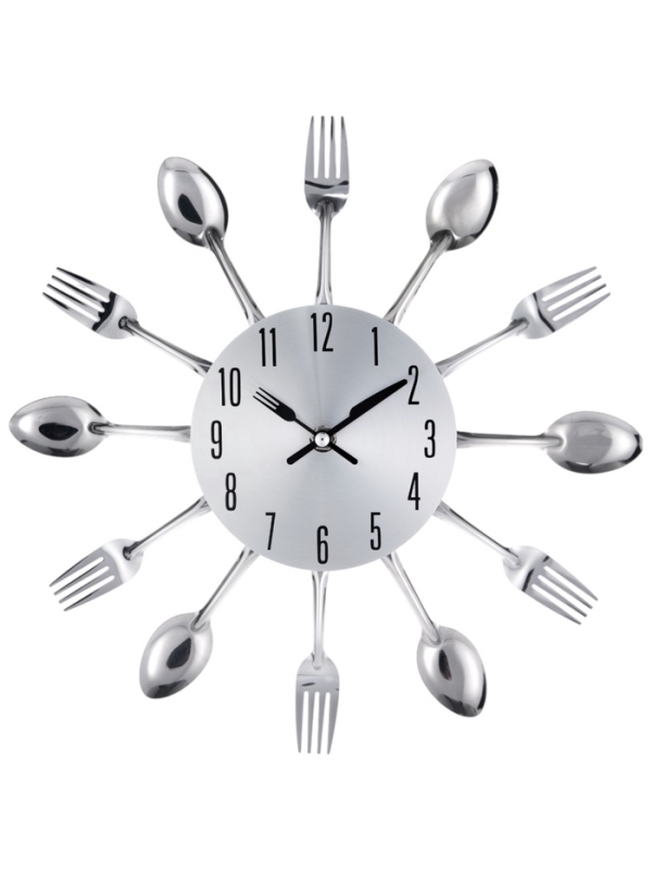 Часы настенные, серия: Кухня, "Столовые приборы", дискретный ход, d-31 см, циферблат 13.5 см