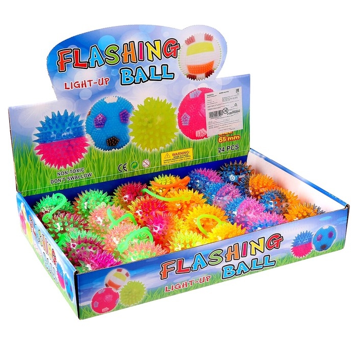 Мяч &laquo;Ёжик&raquo;, световой, с пищалкой, 6,5 см, цвета МИКС