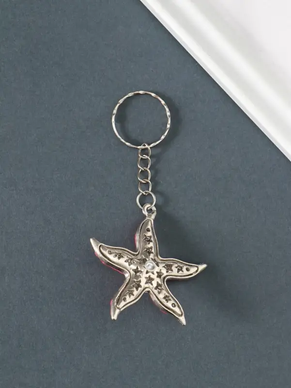 Брелок металл "Морская звезда с жемчужиной" золото, эмаль МИКС 5,5х5,1х1,5 см