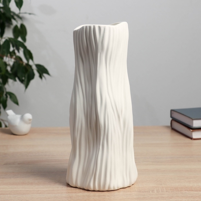 Керамическая ваза декоративная настольная &laquo;Винсент&raquo;, для цветов, сухоцветов, d-8 см, 29&times;12.5 см, белый