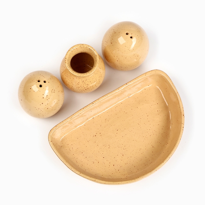 Набор для специй Набор для специй "Премиум Трио" солонка+перечница+подставка для зубочисток, каракум