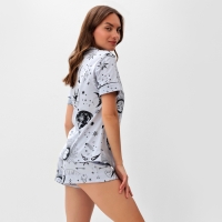 Пижама женская (рубашка и шорты) KAFTAN Magic night размер 40-42, цвет голубой