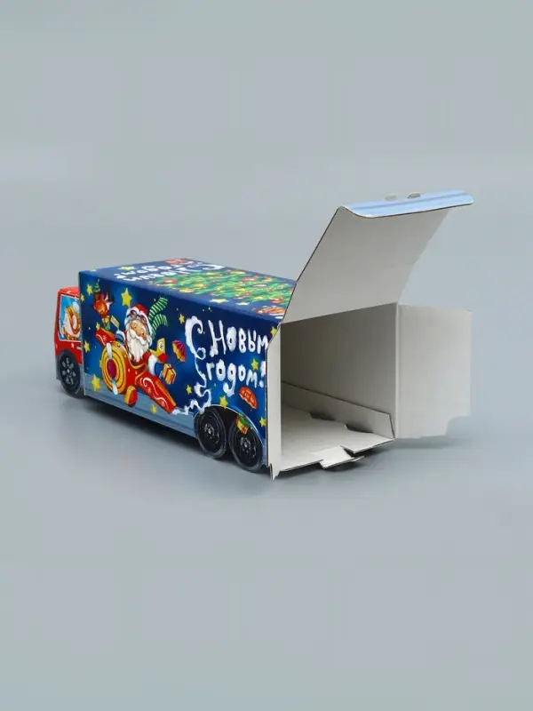 Подарочная коробка Новогодняя Фура &laquo;Новогодний пилотаж&raquo; с анимацией 36&times;15&times;10 см