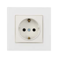 Розетка одноместная TOT Matte Glass, 16 А, скрытая, с з/к, стекло, белая Розетка одноместная TOT Matte Glass, 16 А, скрытая, с з/к, стекло, белая