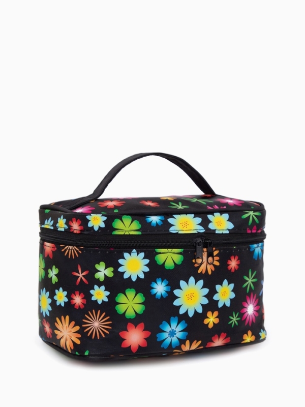 Косметичка на молнии, с ручкой, цвет чёрный/разноцветный