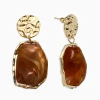 Серьги "Стиль камня", цвет коричневый в золоте
