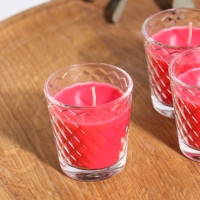 Свеча ароматическая в стакане (набор 3 шт) по 50 мл, 10 ч, 32 гр, ЗЕМЛЯНИКА