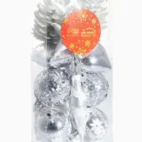 Набор украшений пластик 12 шт "Праздничный хоровод" 4 см, серебро