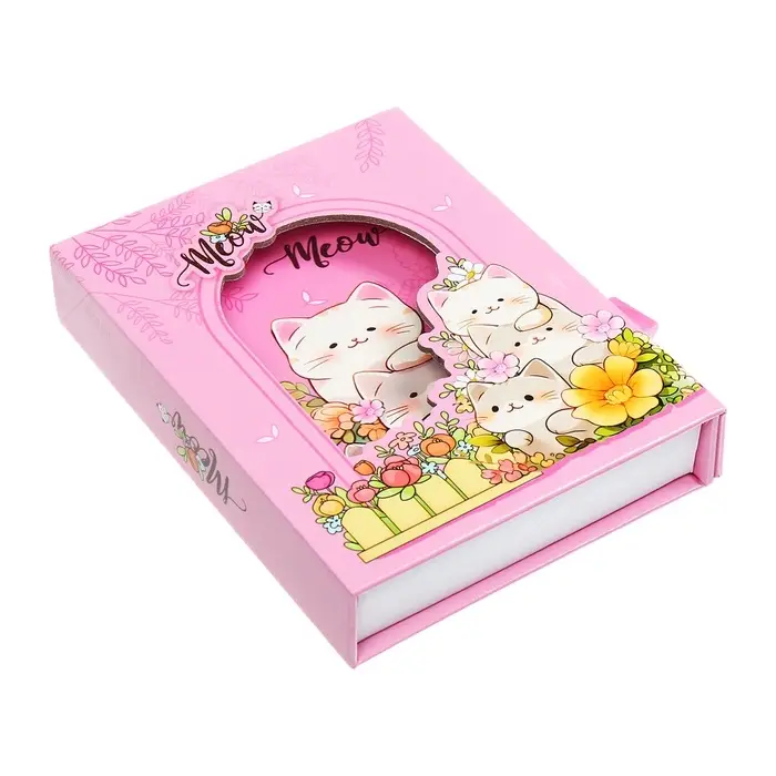 Записная книжка подарочная, 45 листов, линия, на замке Котики (16,3х12,7см)