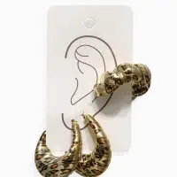 Набор серьги и каффы "Леопард" жгутик, цвет золото