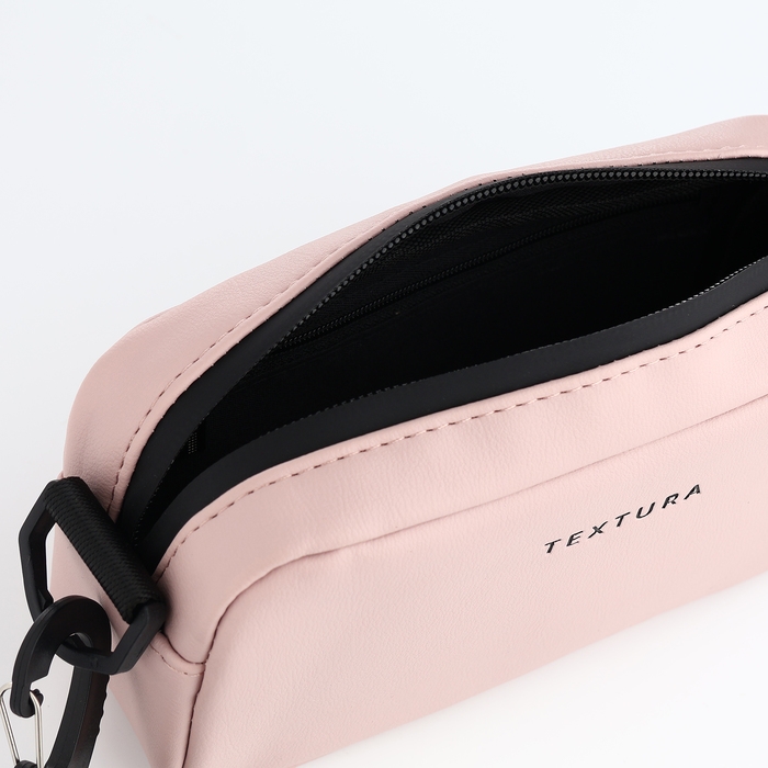 Сумка женская на молнии, TEXTURA, маленький размер, длинный ремень, цвет розовый