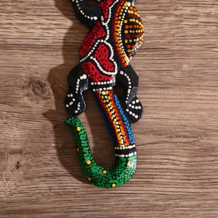 Панно настенное "Геккон цветной" дерево 20х6х1 см