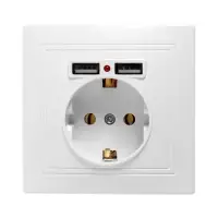Розетка одноместная с 2&times;USB TANGO, 16 А, 250 В, IP 20, с заземлением, белая