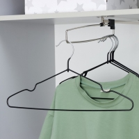 Набор вешалок антискользящих, металл с ПВХ покрытием, 41&times;20&times;0,3 см, 5 шт, цвет черный