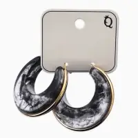 Серьги-кольца акрил "Тренд", цвет чёрный в золоте