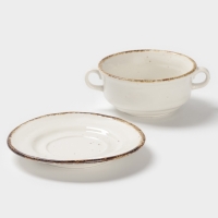 Бульонница Magistro "Alpine Frost" 250 мл 14,6х14,6х7,2 цвет белый с блюдцем