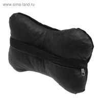 Подушка автомобильная косточка, на подголовник, велюр, чёрный, ромб, 16х24 см
