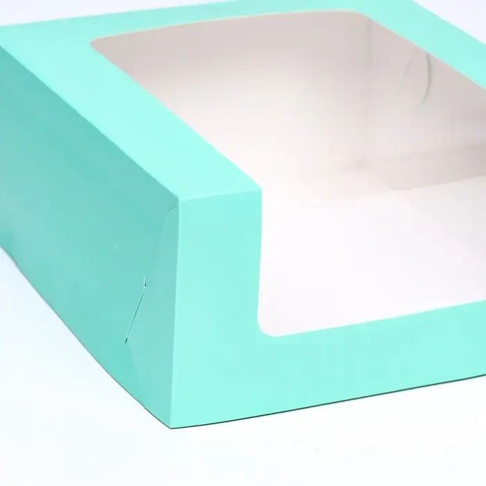 Кондитерская упаковка с окном, мятная, 21&times;21&times;10 см