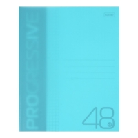 Тетрадь 48 листов в клетку PROGRESSIVE Бирюзовая, пластиковая обложка, блок 65 г/м&sup2;