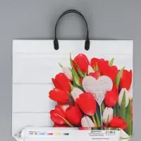 Пакет "С любовью", полиэтиленовый с пластиковой ручкой, 38 х 34 + 3 см, 90 мкм