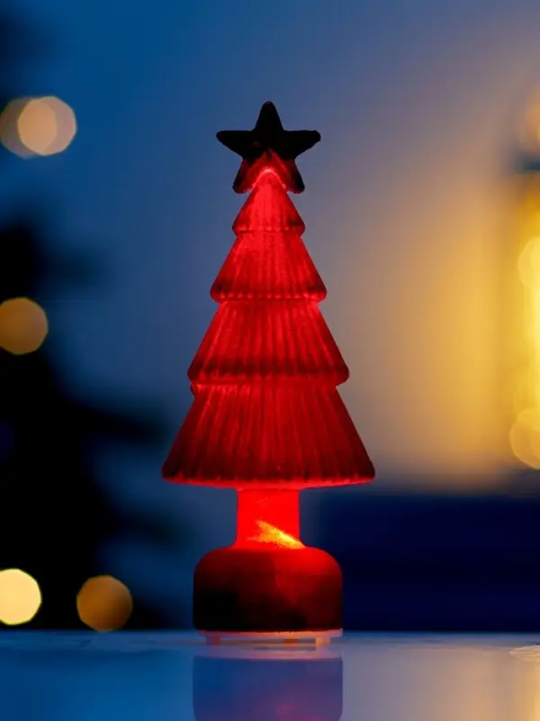 Фигура светодиодная "Елочка бархатная красная", 1 LED, 15х6 см, от бат. 3xAG13, Т/БЕЛЫЙ