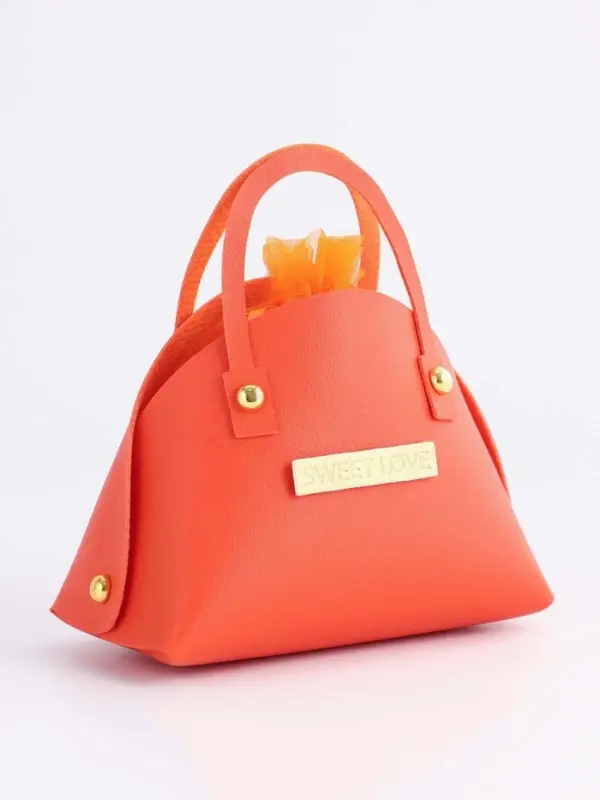Кожанная подарочная сумочка 14 х 6,5 х 12,8 см оранжевая