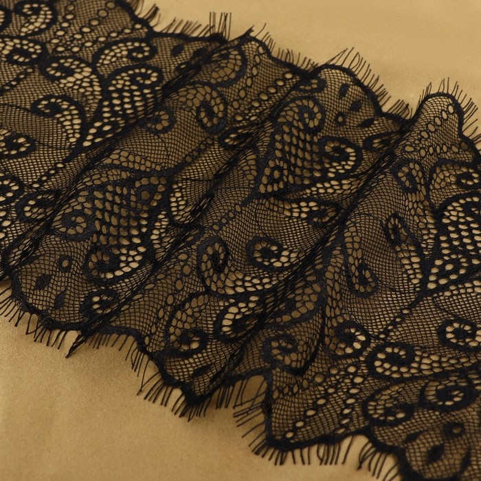 Кружево реснички, 190 мм &times; 3 &plusmn; 0,5 м, цвет чёрный