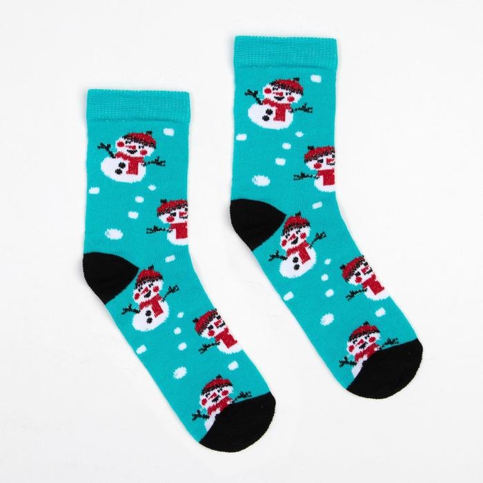 Носки детские «Снеговики» цвет василёк, размер 22-24 Носки детские «Снеговики» цвет василёк, размер 22-24