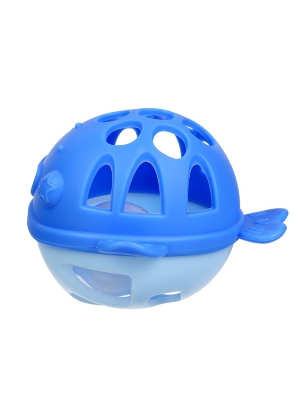 Прорезыватель силиконовый для зубов с погремушкой Крошка Я &laquo;Рыбка&raquo;, в кейсе, синий