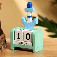 Календарь настольный &laquo;Якорь&raquo;, 7&times;4&times;10 см, дерево, бирюзово-голубой