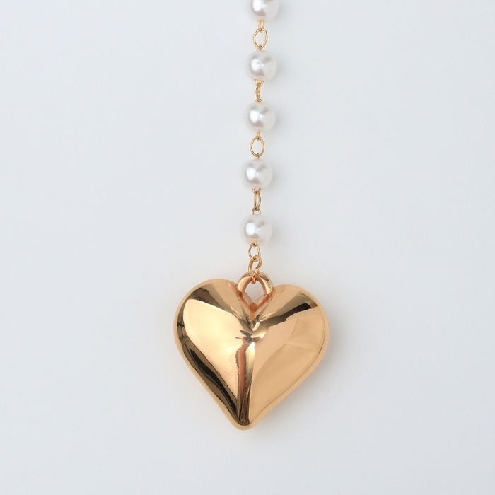 Кулон с жемчугом &laquo;Сердце&raquo; макси, цвет золото, 40см