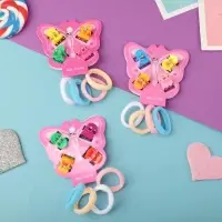 Набор для волос "Бабочка" (4 краба, 4 резинки) цветные