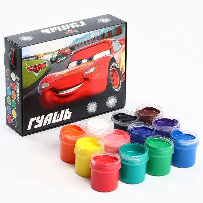 Гуашь 6 цветов по 10 мл, Тачки