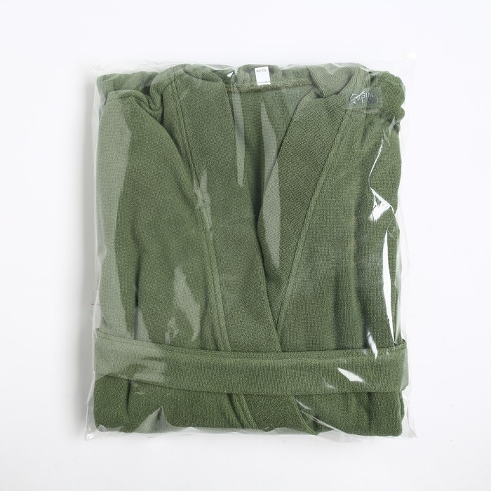 Халат махровый Экономь и Я, мужской размер 48-50 цвет хаки, 100% хлопок с AIRO, 320 г/м2 Халат махровый Экономь и Я, мужской размер 48-50 цвет хаки, 100% хлопок с AIRO, 320 г/м2