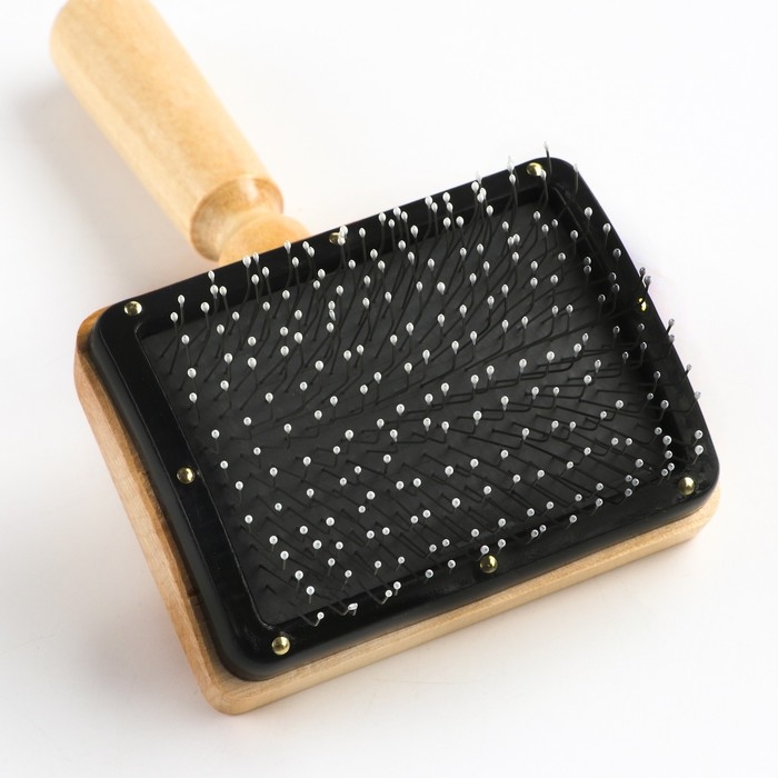 Щётка - пуходёрка деревянная Щётка - пуходёрка деревянная "Премиум" с каплями, для длинношерстных животных, основание 80 х 60 мм